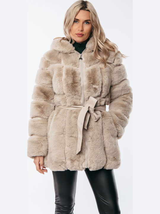 Women's Short Fur Beige
