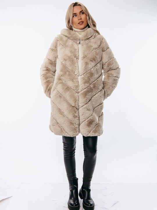 Women's Short Fur Beige
