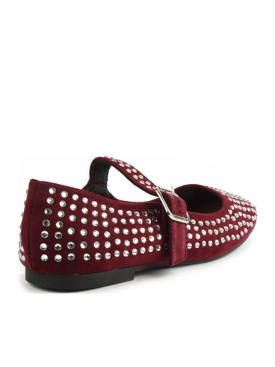 Wildleder Damen Ballerinas in Rot Farbe