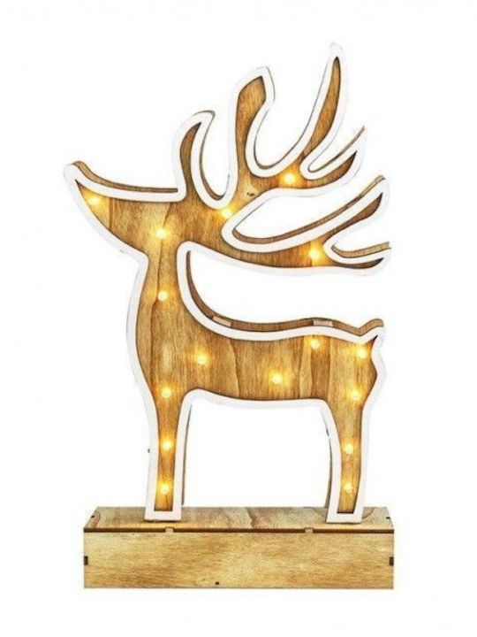 Aca Illuminated Christmas Wooden Figure Reindeer White Height 33cm