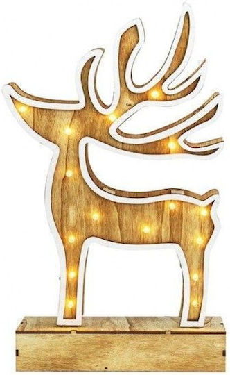 Aca Illuminated Christmas Wooden Figure Reindeer Brown Height 33cm Wooden Reindeer Decor Lights