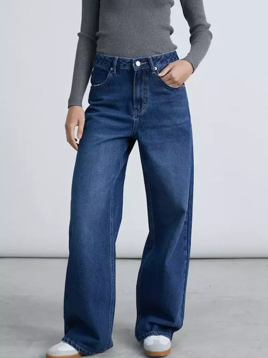 Women's Jean Trousers in Baggy Line Blue
