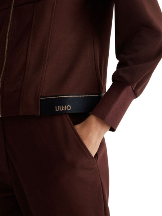 Women's Cardigan with Zipper Brown