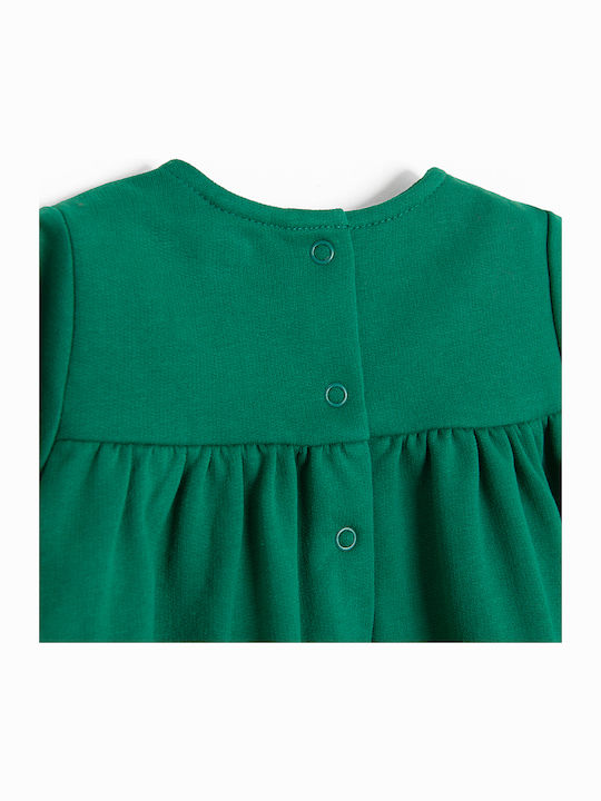 Children's Dress Long Sleeve Set with Tights Green