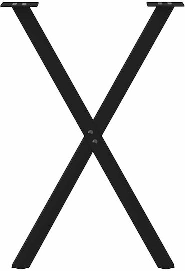 Dining Table Legs X Shape 2 Pieces Black 60x72-73 Cm Steel Black 4012912