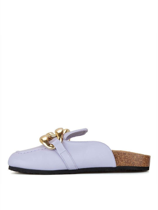 Lila Mules with Gold Decorative Purple