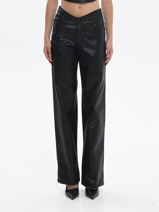 Sac & Co Women's High-waisted Denim Trousers Black