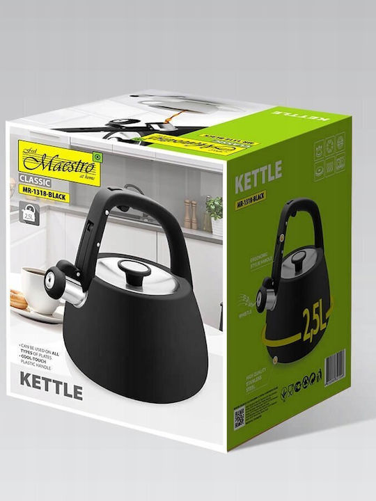 Maestro Τσαγιέρα Αλουμινίου Μαύρη 2500ml