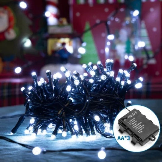 300 Светлини LED 15m. Хладен бял На батерия тип Лента 1бр