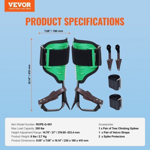 Tree Climbing Spikes Vevor Steel Arborists Green
