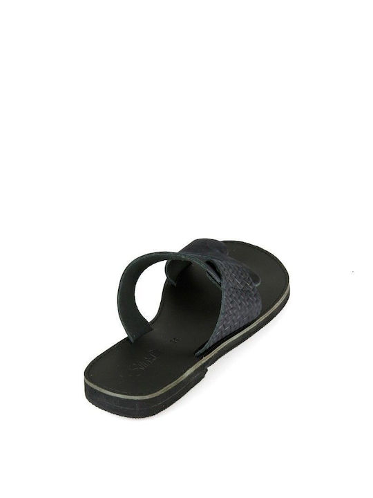 Silia D Leder Flache Sandalen für Damen in Schwarz Farbe