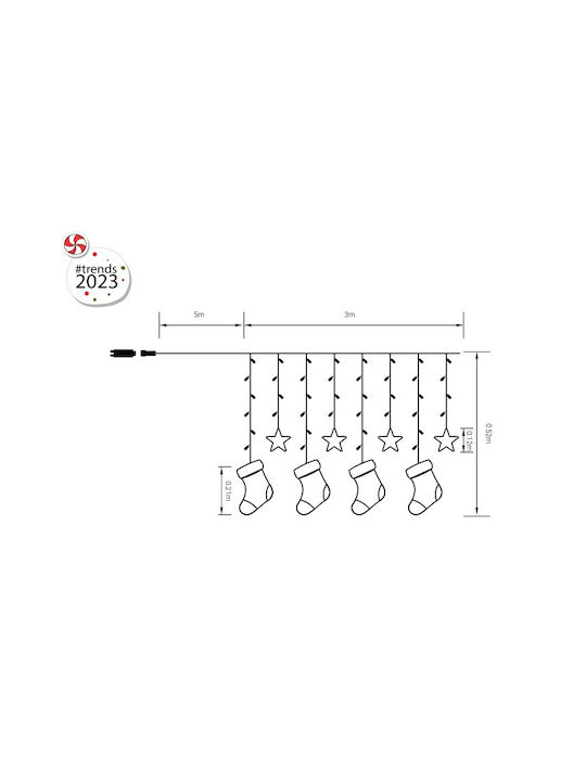 32 Lights LED 3m. x 52cm Warm White type Curtain 1pcs