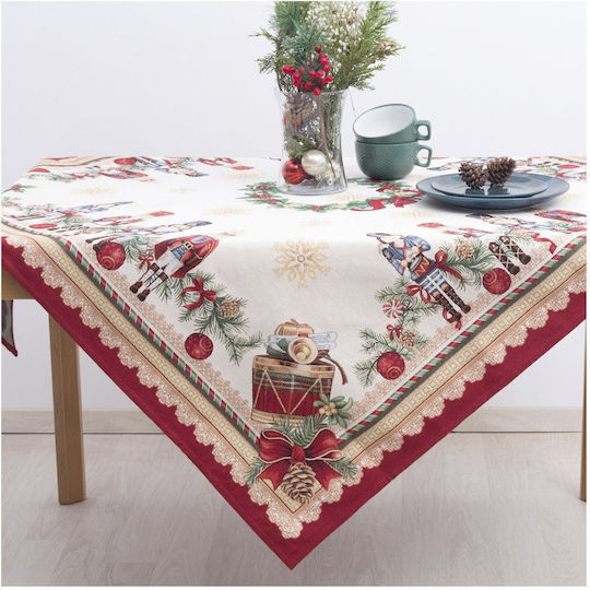Dimeco Christmas Tablecloth Fabric Red L140xW220cm.