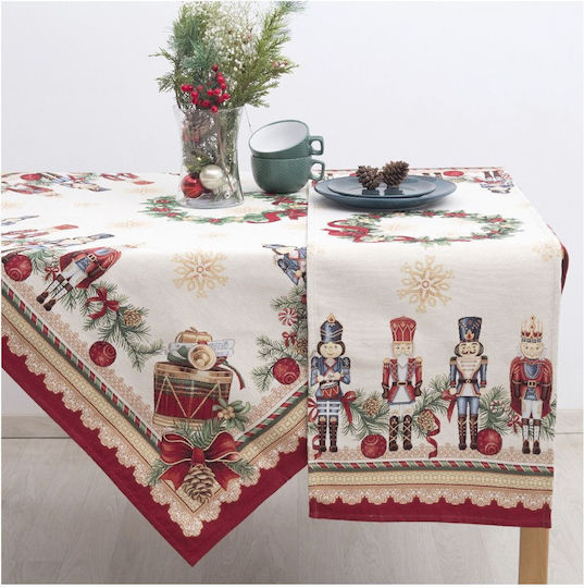 Dimeco Christmas Tablecloth Fabric Red L140xW180cm.