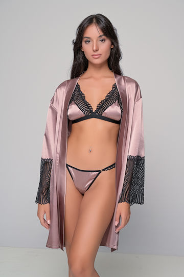 Milena by Paris Sexy Σετ Εσωρούχων με Δαντέλα Καφέ