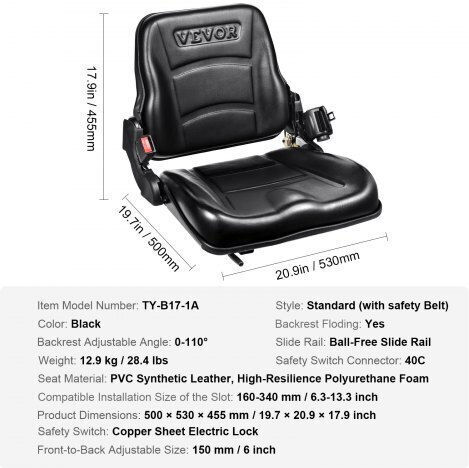 Vevor Autositz Eimer Schwarz