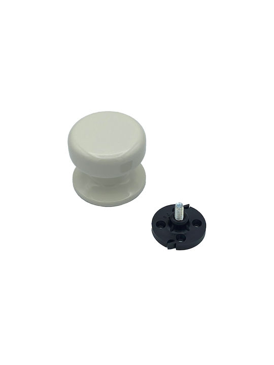 Saguatti Italy Fixed Centre Front Door Knob Ivory White Ø70