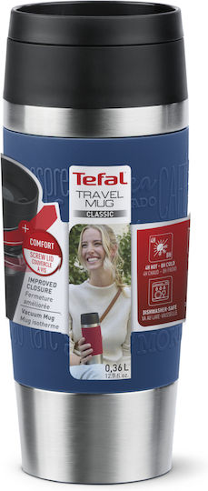 Tefal Travel Ποτήρι Θερμός Ανοξείδωτο BPA Free 360ml Blue