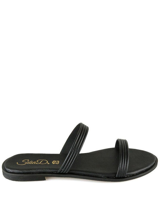 Black Leather Handmade Flat Sandal