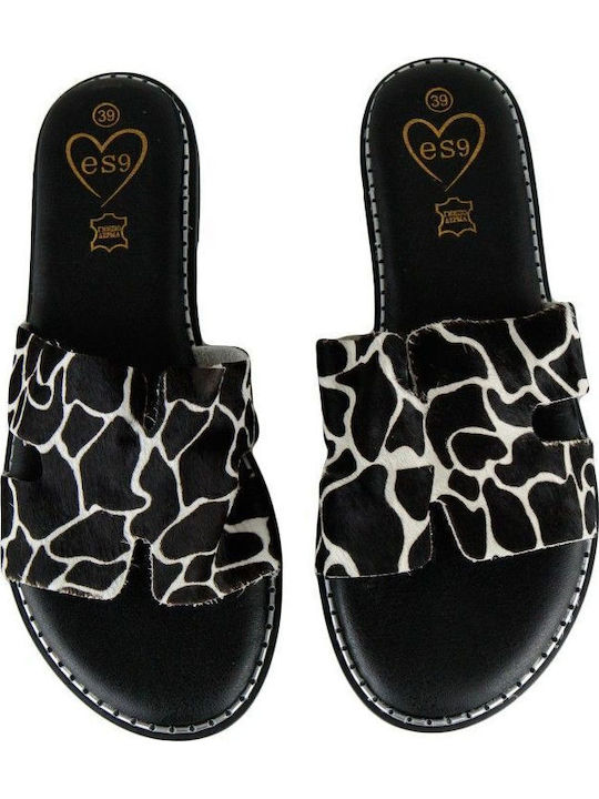 Μαύρο Δερμάτινο Χειροποίητο Σανδάλι Animal Print