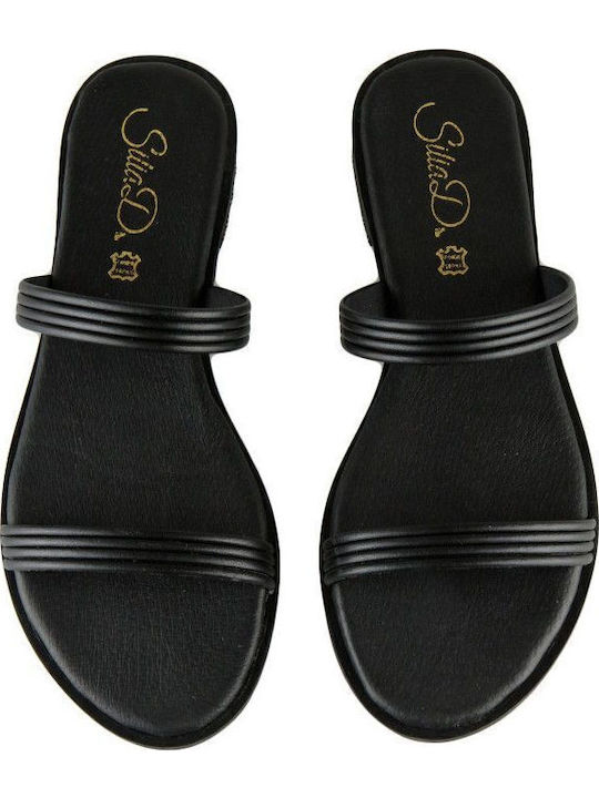 Sandale Casual Damă Negru din Piele Hand Made Flat