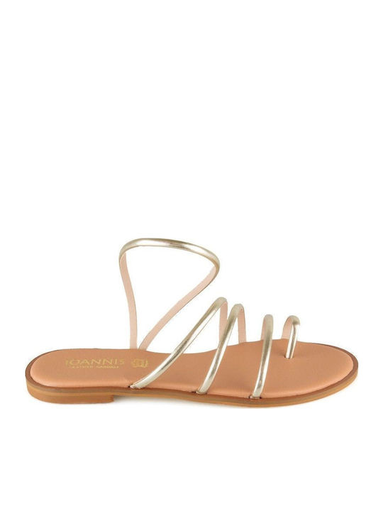 Gold Leather Handmade Flat Sandal