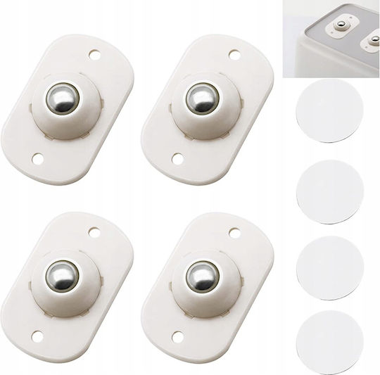 Set 4 Selbstklebende Möbelrollen Zola Universal Weiß 4,5x2,8x2 cm