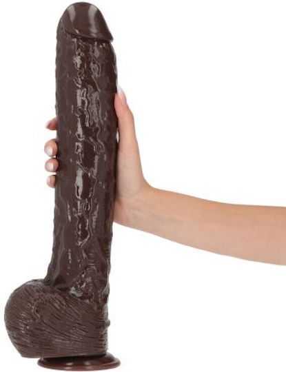 Toyz4lovers Dildo Golia Ρεαλιστικό Dildo με Όρχεις και Βεντούζα Καφέ 41cm