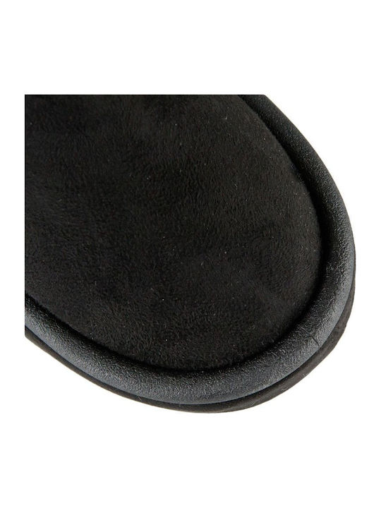 Suede Women's Ankle Boots with Fur Black
