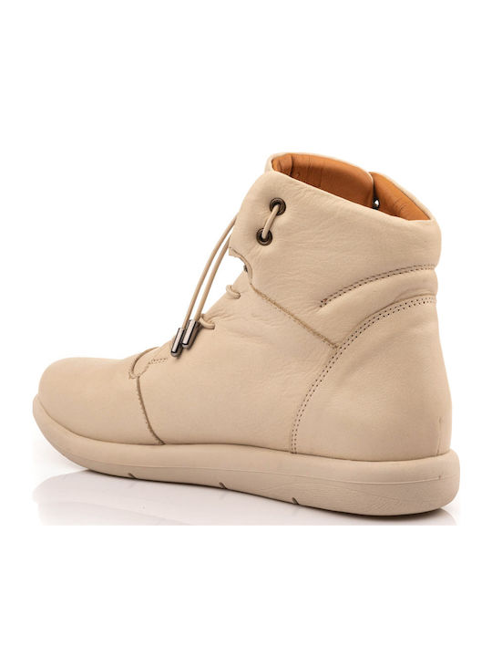 Leder Stiefeletten Damen Beige