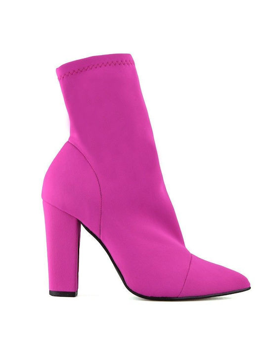 Fuchsia Ankle Boot Chunky Heel