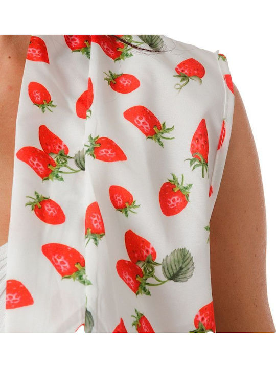 Weißes Midi-Kleid mit Kimono-Prints