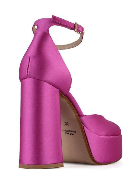 Fuchsia Satin Pump with Strap