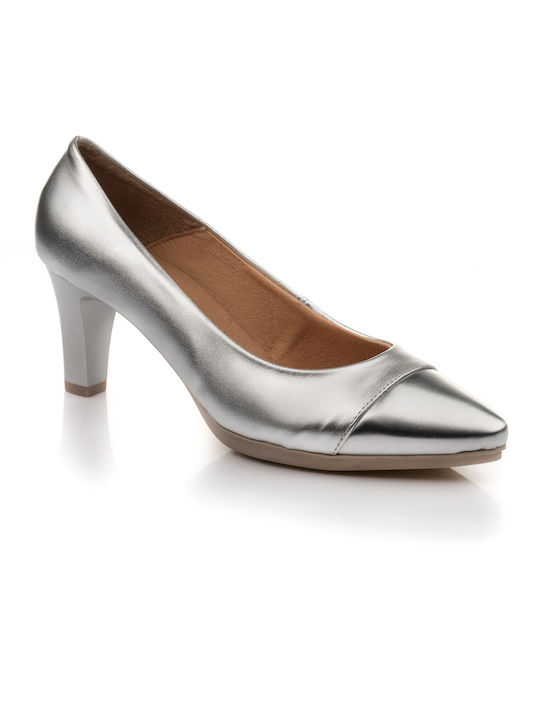 Boxer Leather Silver Medium Heels