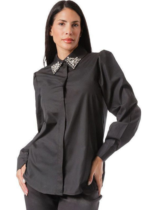 Black Shirt with Decorative Stones