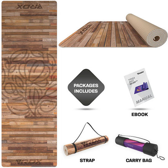 Rdx PVC йога постелка Rustic Wood D4