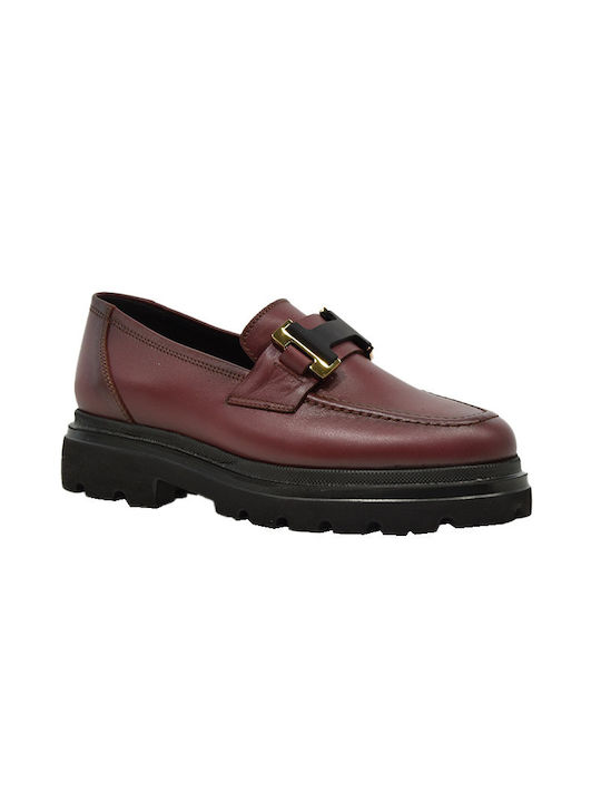 Ragazza Leather Women's Moccasins in Burgundy Color