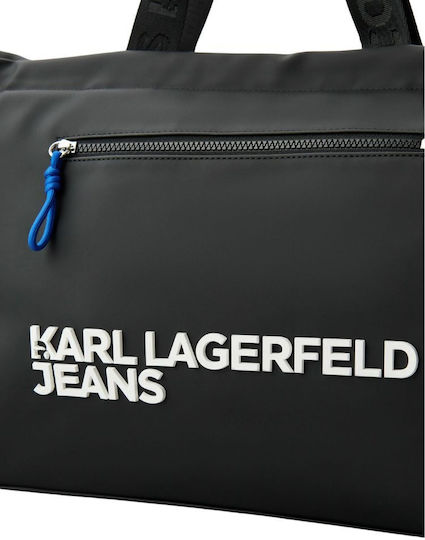 Karl Lagerfeld Jeans Σακ Βουαγιάζ Μαύρο Υφασμάτινο Μ54xΠ23xΥ32εκ.