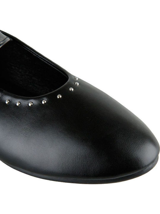 Schwarze Mary Jane Riemchen-Ballerina