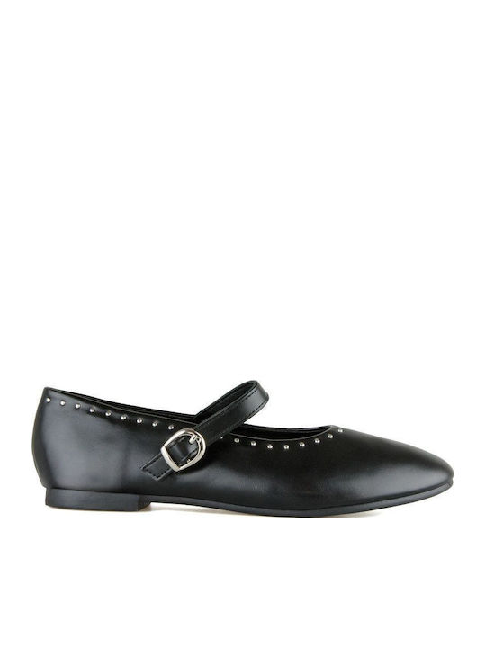 Schwarze Mary Jane Riemchen-Ballerina