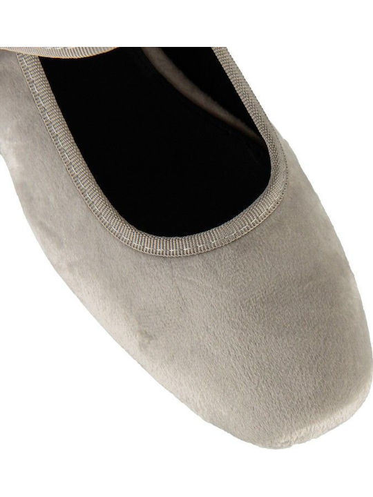 Graue Wildleder-Ballerina mit Riemen