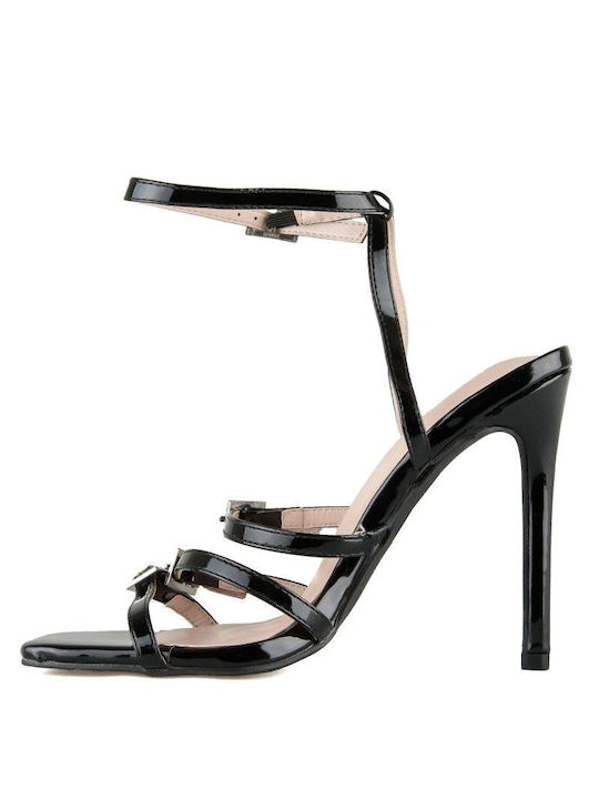 Silia D Patent Leather Women's Sandals with Strass Black