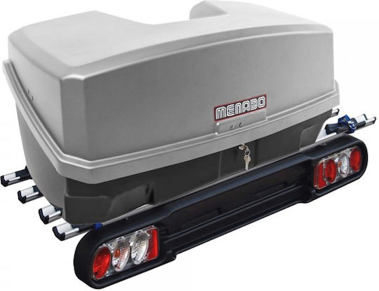 Menabo Car Tow Hitch Box with Single Opening and 300lt Capacity Silver