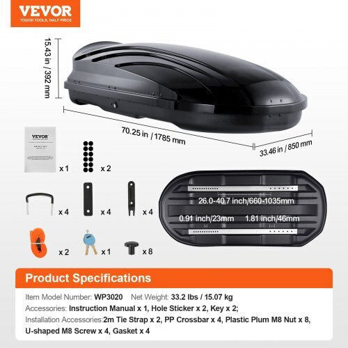 Vevor Vevor Car Roof Bars Set with Roof Rack Legs Black