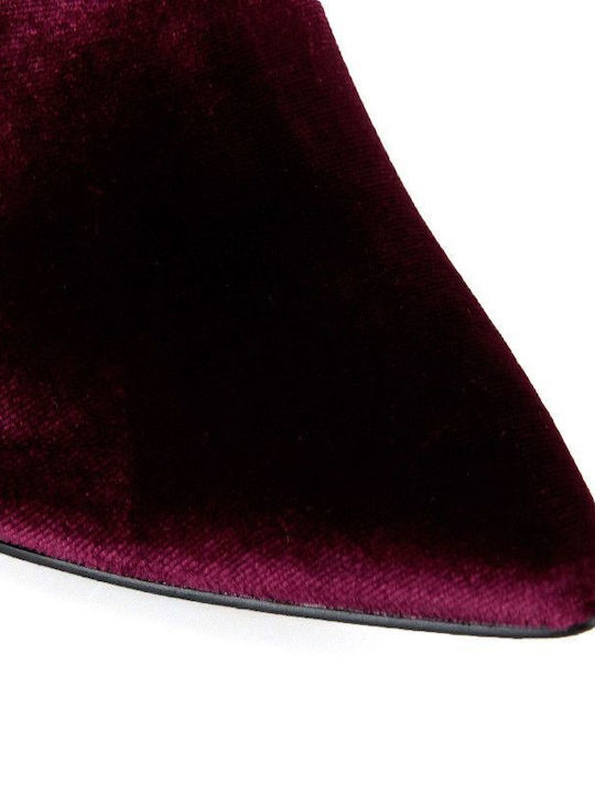 Burgundy Velvet Pointed Boot