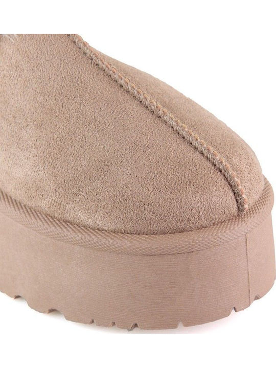 Women's Slippers with Fur Brown