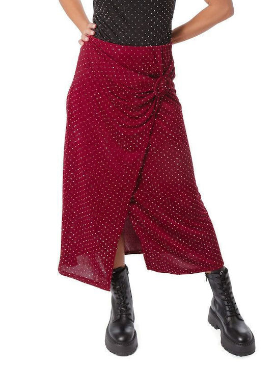 Burgundy Maxi Skirt with Strass Decoration