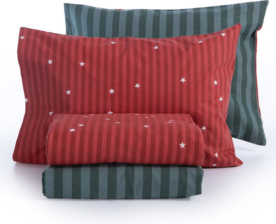 Nef-Nef Homeware Σετ Μονή 160x230cm Straight To Christmas Red-green