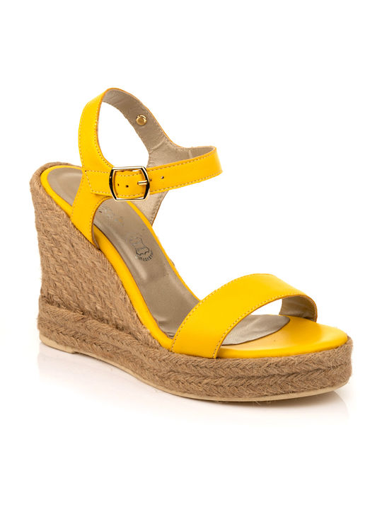 Boxer Women's Leather Platform Espadrilles Yellow