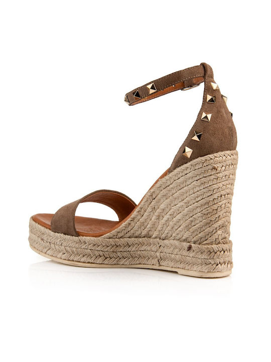 Boxer Women's Leather Platform Espadrilles Brown